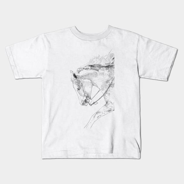 Horse Sketch Kids T-Shirt by WendiStrangFrost